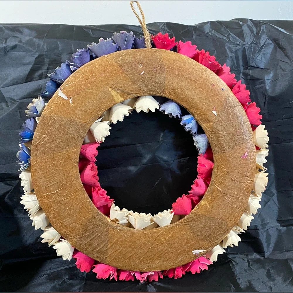 Handmade Sola Wood Wreath with Jute Hanging Rope